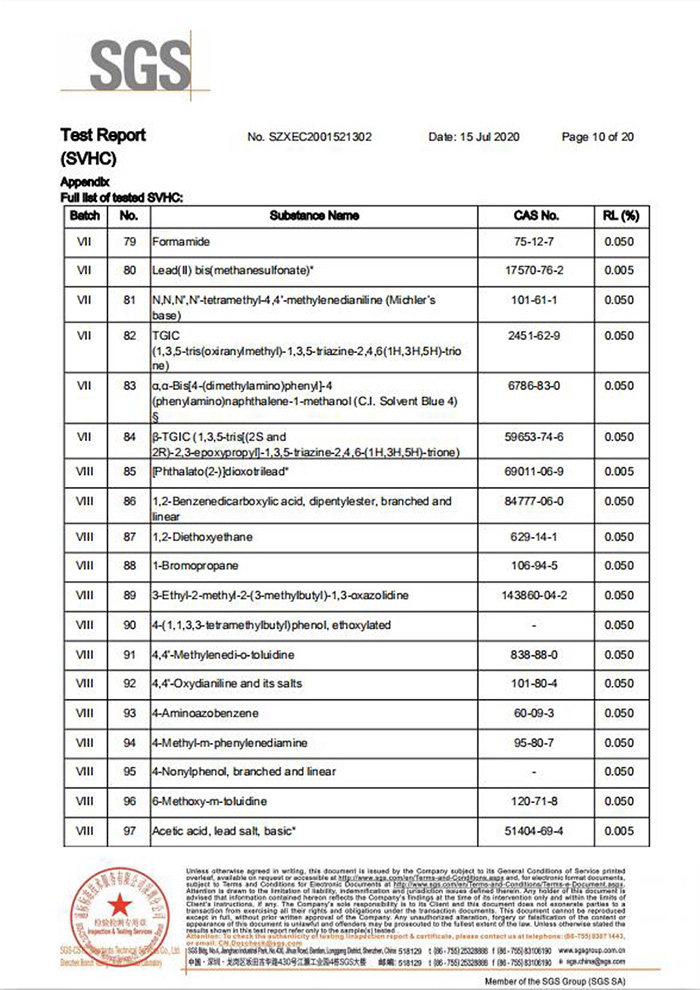 自恢復保險絲REACH認證10
