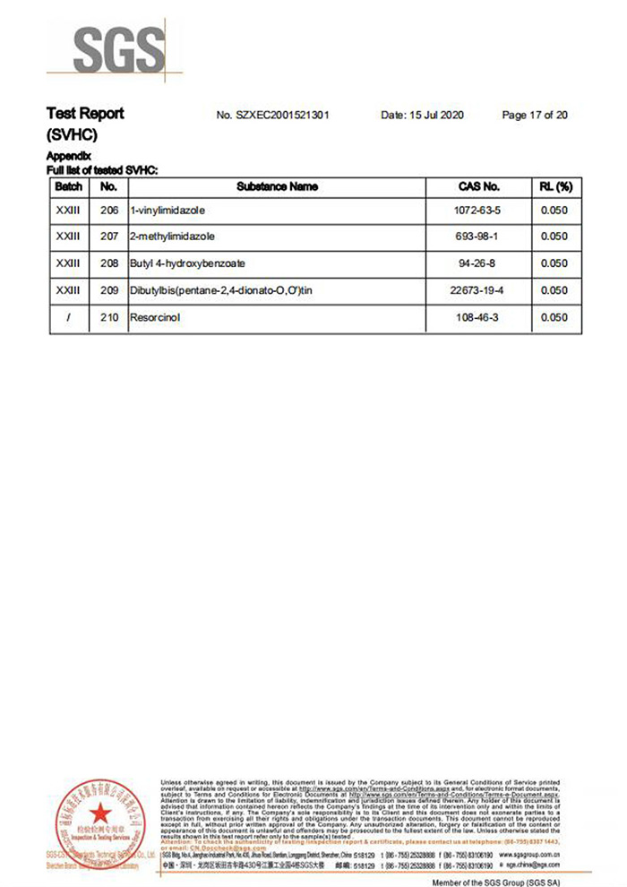 一次性保險絲REACH認(rèn)證17